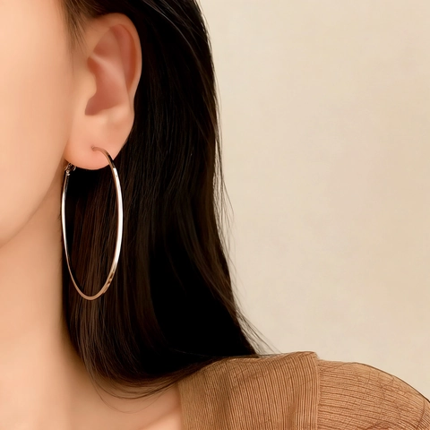 Orecchini A Cerchio Geometrici Minimalisti Grandi Rotondi In Rame Lucido Accessori Di Lusso Alla Moda Per Donna