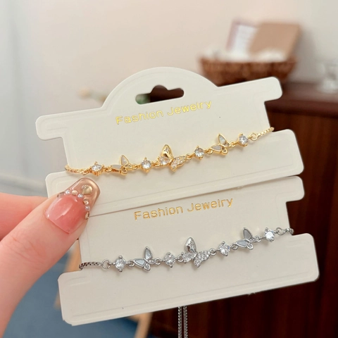 Butterfly Adjustable Drawstring Bracelet Copper With Zircon And Mother Of Artificial Pearl Shell Inlay Elegant Jewelry For Women
