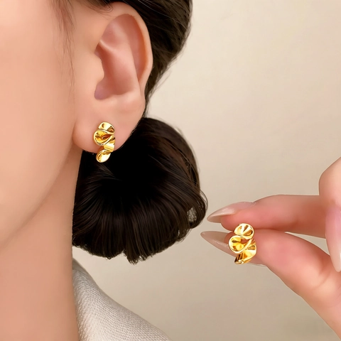 Abstrakte Verdrehte Blumen Ohrstecker Kupfer Geometrisch Minimalistisch Luxus Modeschmuck Für Frauen