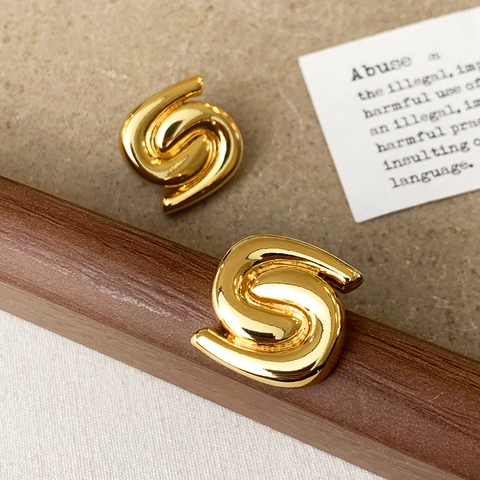 Orecchini A Lobo A Spirale A Forma Di S Geometrica Minimalisti Lucidati Rame Placcato Oro Per Donna