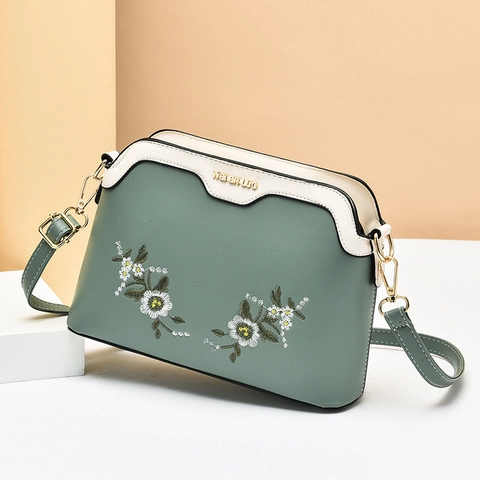 Bolso Bandolera De Mujer De Cuero PU Con Bordado Floral Bolso De Hombro Con Diseño De Margarita Y Correa Ajustable