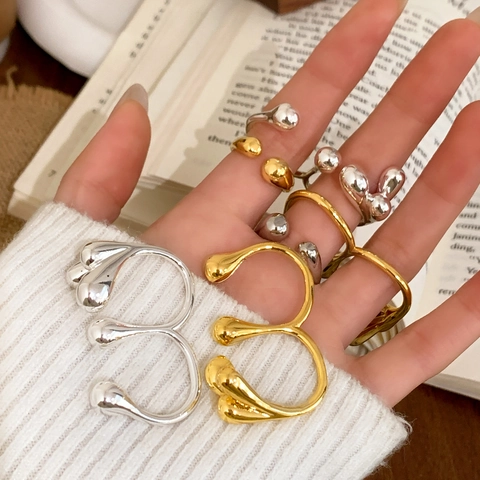 Irregular Liquid Metal Open Ring Minimalistische Kupfer Gold Silber Plattiert Lava Tropfen Schmuck Für Frauen