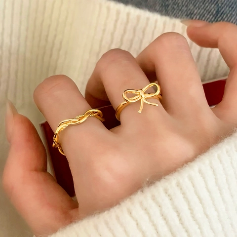 Eleganter Schleifenring Kupfer Verstellbar Minimalistischer Geometrischer Fingerschmuck Für Damen Täglich Vielseitig