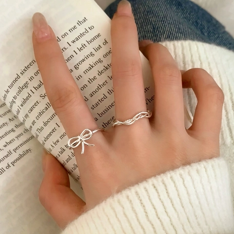 Eleganter Schleifenring Kupfer Verstellbar Minimalistischer Geometrischer Fingerschmuck Für Damen Täglich Vielseitig