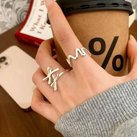 Elegant Adjustable Open Copper Ring With Bow And Wave Design Minimalist Korean Style Finger Jewelry For Women
