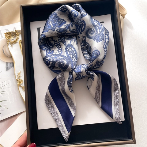 Foulard Quadrato Con Stampa Paisley Vintage Satina Effetto Raso Bandana Per Donna Elegante Accessorio Da Collo Stile Boho