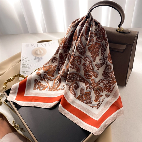 Foulard Quadrato Con Stampa Paisley Vintage Satina Effetto Raso Bandana Per Donna Elegante Accessorio Da Collo Stile Boho