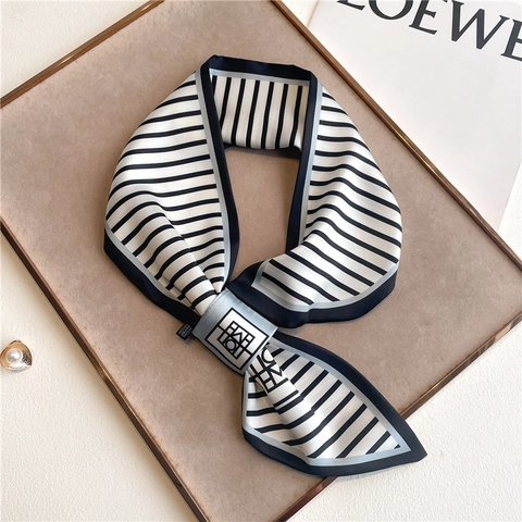 Sciarpa Twilly Donna Imitazione Raso Poliestere Pied De Poule Stampa Geometrica Righe Cravatta Diagonale Nastro Per Borsa
