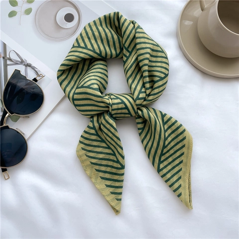 Geometric Striped Square Scarf Satin Like Polyester Lightweight Neck Bandana Women Elegant Versatile Fashion Hair Wrap