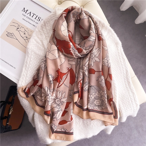 Blumenschal Aus Baumwollleinen Viskose Große Elegante Wickeltücher Mit Blumendruck Für Damen Im Japanischen Stil