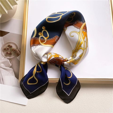Foulard Quadrato Con Stampa Equestre In Raso Poliestere Raso Artificiale Bandana Collo Stile Francese Retrò