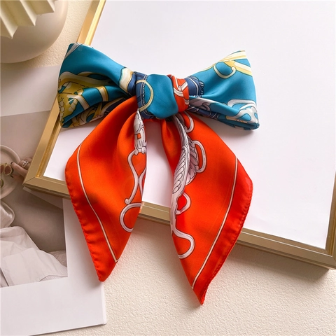 Foulard Quadrato Con Stampa Equestre In Raso Poliestere Raso Artificiale Bandana Collo Stile Francese Retrò