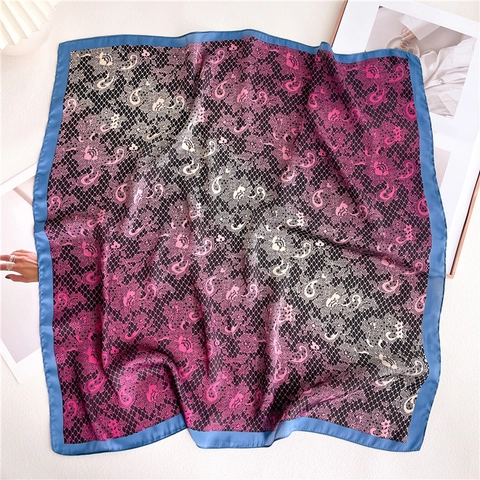 Damen Mode Quadratischer Schal Satinnimitat Polyester Floral Spitze Paisley Druck Vielseitig Elegant Büro Lady Schal