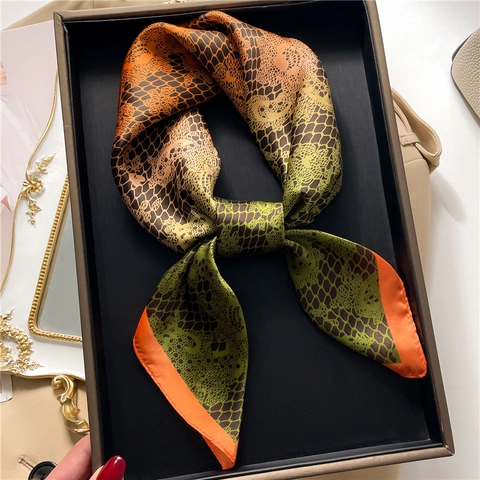Damen Mode Quadratischer Schal Satinnimitat Polyester Floral Spitze Paisley Druck Vielseitig Elegant Büro Lady Schal