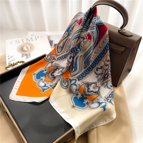 Paisley Quadratischer Schal KunstSatin Polyester Satin Bandana Hals Kopf Haar Accessoire Vintage Stil Für Damen