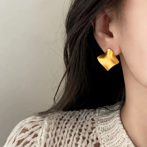Orecchini A Lobo Geometrici Minimalisti In Rame Spazzolato Opaco Stile Moda Quotidiano Per Donne