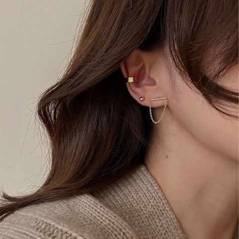 Minimalistische Horizontale Bar Kette Ohrstecker Für Frauen Kupfer Vergoldet Mit 925 Sterling Silber Ohrstecker