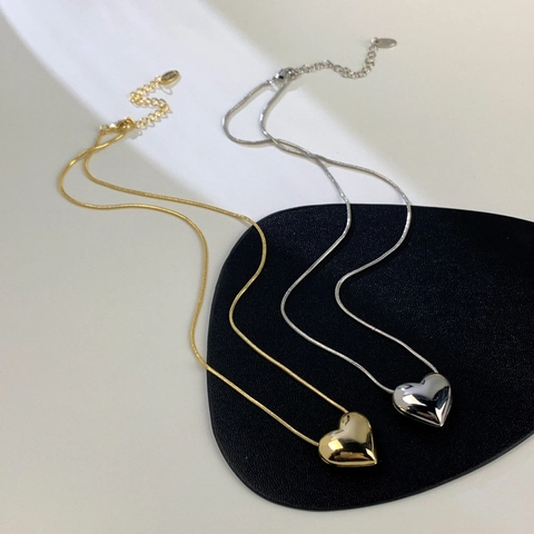 Herz Anhänger Halskette Kupfer Vergoldet Schlangenkette Minimalistischer Eleganter Schmuck Zubehör Geschenk Für Damen Hip Hop