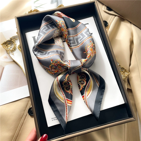 Löwenkopf Barock Druck Quadratischer Schal KunstSatin Polyester Satin Luxus Griechisches Muster Mode Wickel Für Damen