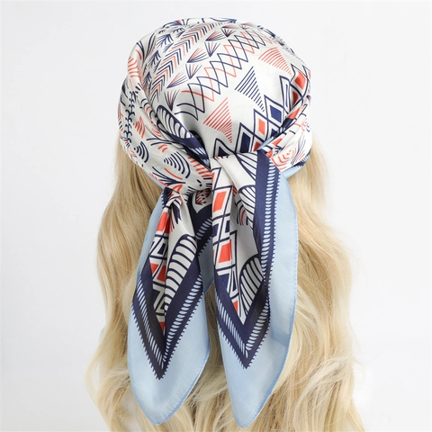 Pañuelo De Satén Cuadrado Elegante Estampado Floral Geométrico Satén De Satén Artificial Pañuelo Para La Cabeza Para Mujer Accesorios De Moda