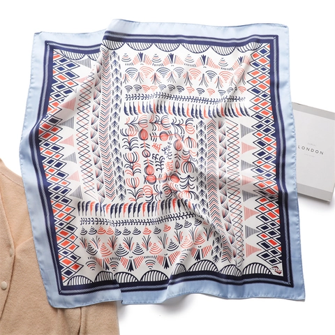 Pañuelo De Satén Cuadrado Elegante Estampado Floral Geométrico Satén De Satén Artificial Pañuelo Para La Cabeza Para Mujer Accesorios De Moda