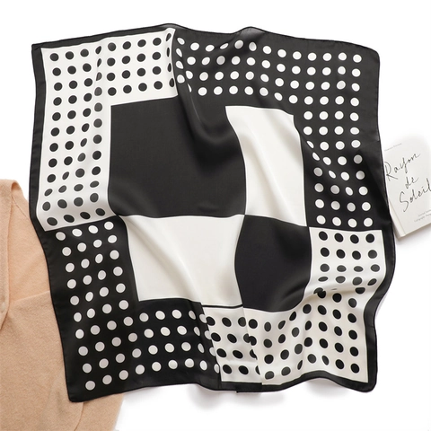 Sciarpa Quadrata Di Moda Satin Raso Artificiale Foulard Pois Motivo Geometrico Elegante Sciarpa Per Capelli Per Donna Ufficio