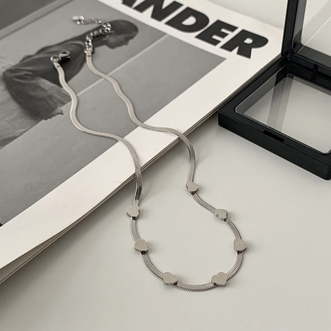 Collana Con Ciondolo A Cuore Acciaio Inossidabile Catena Serpente Cuori Multipli Gioielli Minimalisti Da Donna