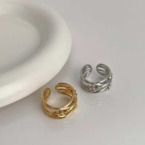 Minimalist Woven Multi-layer Winding Copper Open Rings Vintage Adjustable Irregular Braided Jewelry For Women Girls