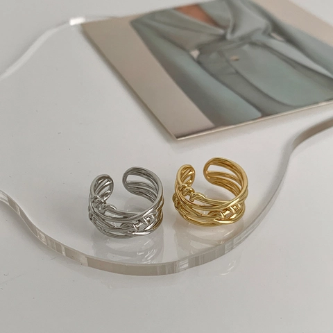 Minimalist Woven Multi-layer Winding Copper Open Rings Vintage Adjustable Irregular Braided Jewelry For Women Girls
