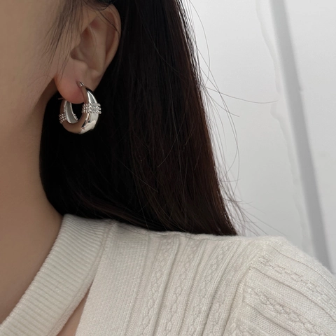 Geometrische Kupfer Creolen Mit Perlenstruktur Damen Modische Breite U-Förmige Ohrringe Gold Und Silber Plattiert Schmuck