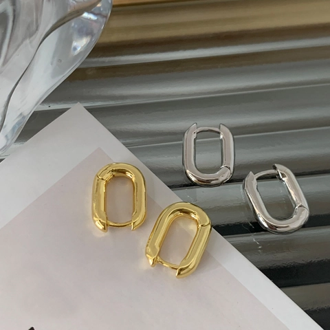 Geometrische U-Förmige Creolen Minimalistische Kupfer Hochglanzpolierte Ovale Ohrschnallen Für Damen Schmuck