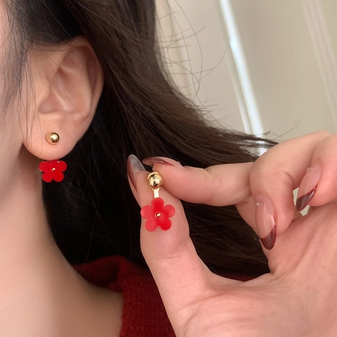 French Style Flower Stud Earrings Gold Plated Copper Exquisite Small Sweet Niche Design Jewelry For Women
