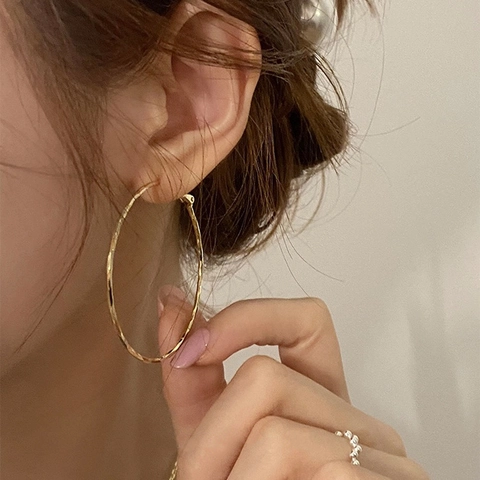 Pendientes De Aro Con Textura Martillada Bañados En Oro Plata Cobre Redondos Minimalistas Para Mujer Elegante Vintage
