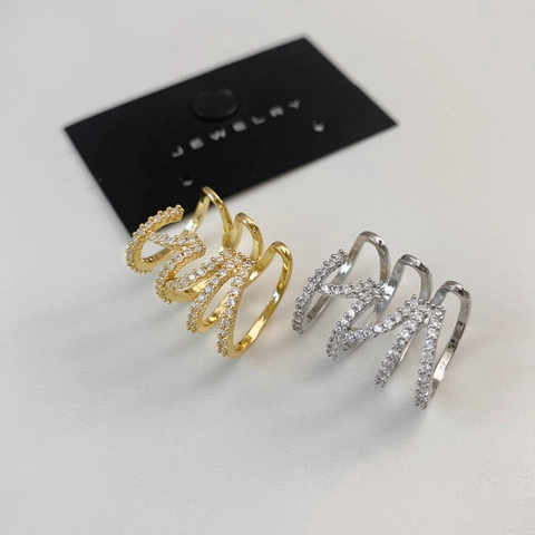 Multi Layer Oormanchet Zonder Piercing Koper Zirkoon Glanzende Golf Clip Oorbellen Elegante Mode-Sieraden Voor Dames