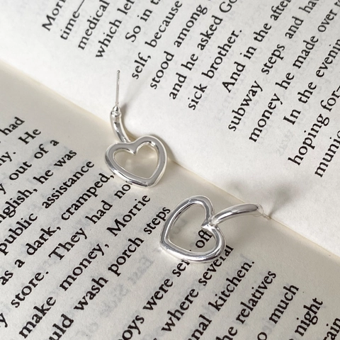 Hollow Heart Shaped Dangle Earrings Copper Gold Plated Minimalist Korean Style Elegant Jewelry For Women