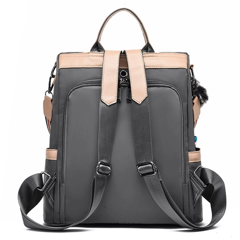 Damen Mode Oxford Gewebe Rucksack Wasserdicht Große Kapazität Multifunktional Reise Tasche Mit Bommel Gestreifter Gurt
