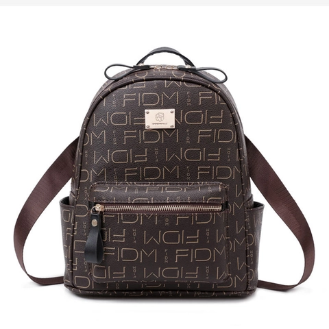 Mochila De Moda Para Mujer Cuero PU Estampado De Letras Gran Capacidad Bolso De Viaje Retro