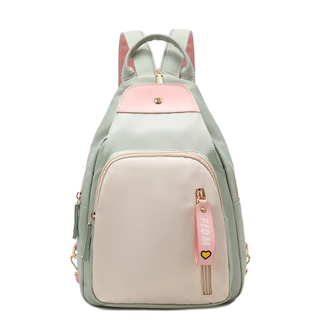 Zaino da Donna alla Moda in Tessuto Oxford Patchwork Borsa da Petto Piccola con Ricamo Floreale Multifunzionale Mini Borsa Quotidiana da Viaggio