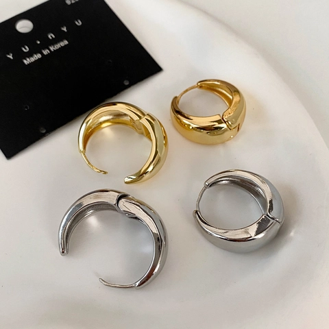 Klobige Creolen Französisches Retro Minimalistisches Kupfer Mit 925 Sterling Silber Ohrstecker Für Damen Alltag
