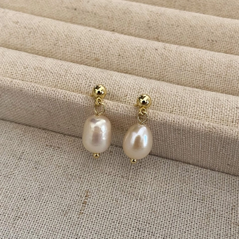 Elegant Baroque Freshwater Pearl Dangle Earrings Gold Plated Copper Earring Post Minimalist Water Drop Jewelry For Women