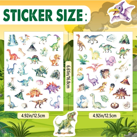 Cartoon Dinosaurus Stickers Waterdicht Holografische Flash Film Voor Scrapbooking DIY Decoratie Aquarel Stijl Voor Kinderen
