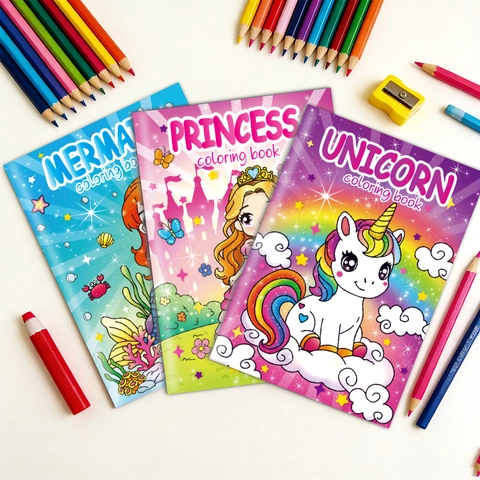 Children Cartoon Coloring Book Dinosaur Mermaid Unicorn Princess Space Vehicle Themes DIY Graffiti Drawing Book For Kids Gift