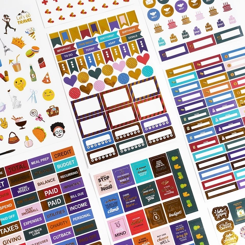 Budget Planner Stickers Roségoudfolie Decoratieve Organisatie Notitieboek Journaling Accessoire Mat Papier Professionele Zakelijke Stijl