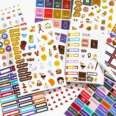 Budget Planner Stickers Roségoudfolie Decoratieve Organisatie Notitieboek Journaling Accessoire Mat Papier Professionele Zakelijke Stijl
