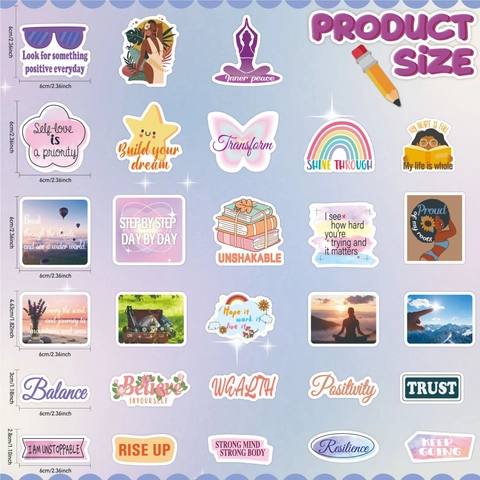 Aesthetic Motivational Stickers Waterproof Vinyl PVC Positive Quotes For Laptop Water Bottle Journaling Decor Girls Women