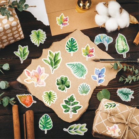 Watercolor Scrapbook Stickers Transparent Washi Paper DIY Journal Decorative Decals Butterfly Flower Mushroom Nature Style