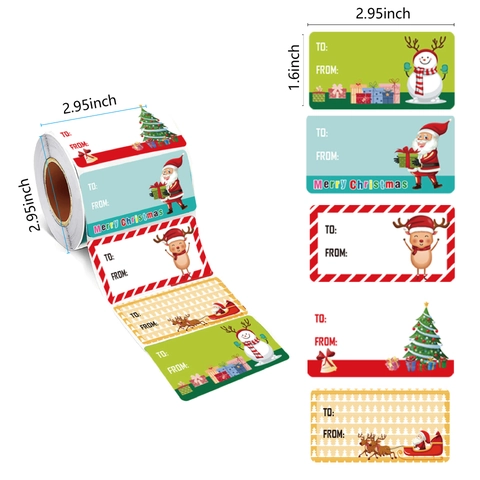 Adesivi per Etichette Regalo di Natale Autoadesivi Etichette Nome per Regali Buste Decorazione Natalizia Babbo Natale Pupazzo di Neve