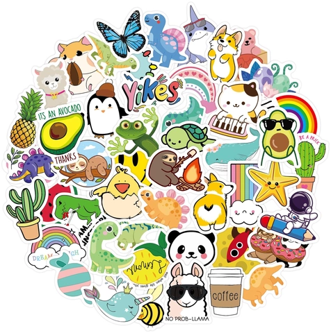 Wasserdichte Cartoon Aufkleber Ästhetische PVC Vinyl Aufkleber Für Wasserflaschen Laptop Gepäck Gitarre Telefon Kawaii Tiere