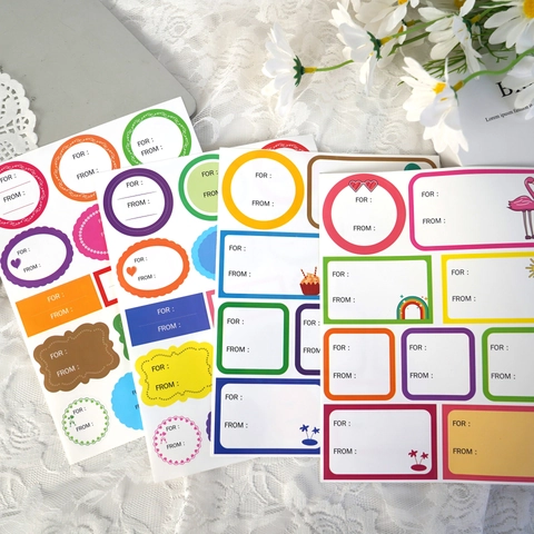 Etichette Regalo Colorate To From Adesivi Etichette Nome Decorazione Festa Compleanno PVC Cartone Animato