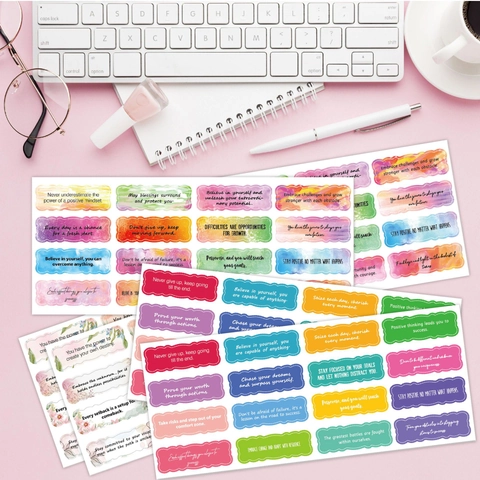 Autocollants Inspirants Aquarelle Vinyle Imperméables Citations Motivationnelles Décalcomanies Pour Journal Planificateur Scrapbook